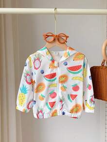 Giacca Con Cappuccio Casual Stampata Con Frutta Divertente Per Bambini Maschi, Perfetta Per I Viaggi - Multicolore - Visualizzare 3