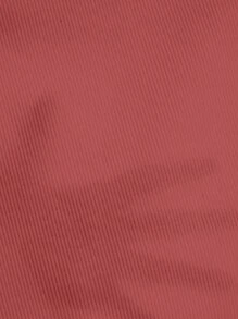 SHEIN Essnce 女士修身短袖polo衫,襯衫領和袖口上帶有條紋,適用於夏季 - 乾枯玫瑰色 - 查看 6