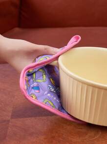 FRIENDS X SHEIN Maldives & Trilu Chip Print Heat Resistant Kitchen Baking Accessories, Choose From Gloves Or Pot Holders, Oven-Friendly, Thick Pad Insulation - Purple - View 3