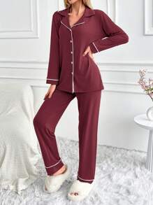 RueChic Conjunto De Pijama Para Mujer Con Detalle De Atadura