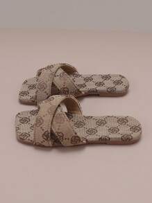 Kids' Fashionable Canvas Floral Strap Outdoor Slippers - Khaki - View 3