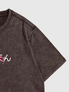 ROMWE MEN Anime 男士汽車和字母印花t恤 - 巧克力棕 - 查看 5