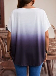 EMERY ROSE Kích thước lớn Của phụ nữ Mùa hè Thoải mái Quốc gia Áo thun Với Màu sắc thay đổi dần Và Curved Hem - Nhiều màu - Xem 2