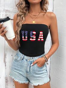 SHEIN LUNE Áo kiểu dáng ôm vừa vặn dành cho nữ, giản dị và thích hợp cho mùa hè, Mỹ - màu đen - Xem 1