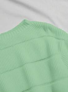 SHEIN Essnce Màu thuần Vòng cổ Lỏng lẻo phù hợp Áo chui đầu Áo len Với Thả vai Cho mùa xuân - màu xanh lá - Xem 4