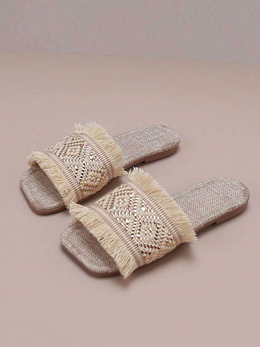 女童时尚休闲系带沙滩凉鞋，夏季 - 米色 - 查看 1