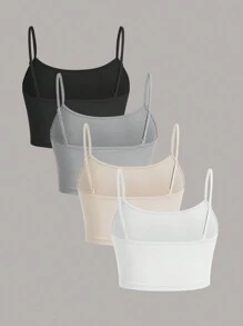 SHEIN EZwear Áo có dây đeo spaghetti màu trơn thông thường, phù hợp cho phụ nữ có kích thước lớn, mùa hè - Nhiều màu - Xem 2
