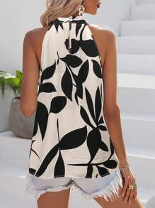 Breezaya 女士印花無袖領環背心,適用於夏季