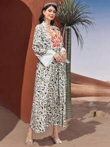 Al Najma 花卉印花鈴袖休閒連衣裙 - 黃色 - 查看 6