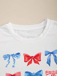 INAWLY Camiseta Casual De Mujer Para El Verano Con Mangas Cortas Y Cuello Redondo, Estampado De Lazo Y Flor