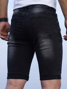 Manfinity Homme 男士修身牛仔短裤，适合送给丈夫、男朋友的礼物 - 灰色 - 查看 4