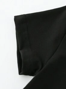 SHEIN 少年男童卡通魚和字母印花基礎款圓領短袖T卹，夏季款 - 黑色 - 查看 4