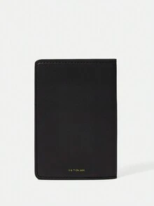 Rick and Morty X SHEIN Cartoon Letter Print Pu Passport Holder - Black - View 5