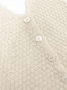 Sweetra Của phụ nữ Kết cấu Chất vải Halter Neck Knit ngọn - Màu be - Xem 3