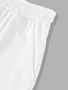 Manfinity RSRT Nam Cây dừa & Lá thư In Áo thun Và Bộ quần short - trắng - Xem 4