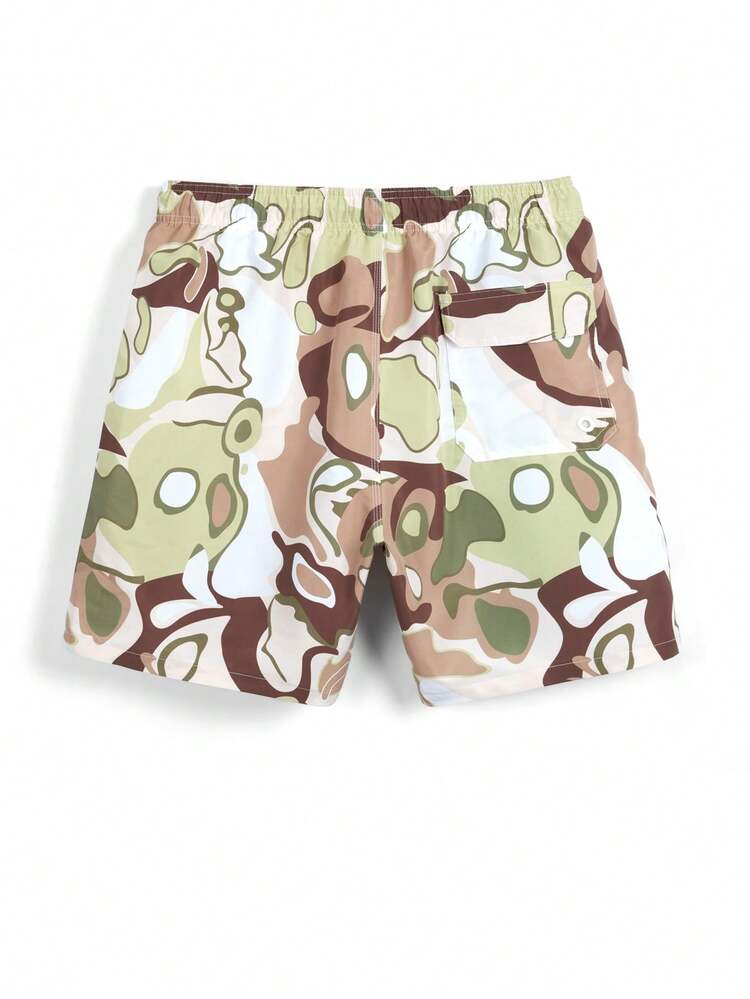 Men's Stylish Printed Elastic Waist Drawstring Beach Shorts