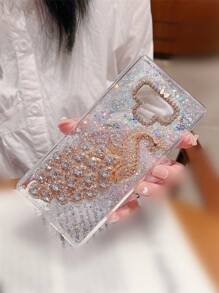 Rhinestone Peacock Decor Phone Case Compatible With iPhone15/15Plus/15Pro/15Promax