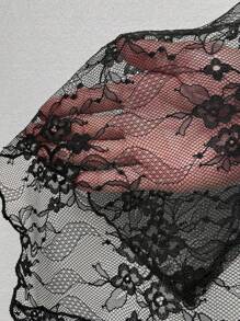 Allurite Solid Color Lace Splice Slit Skirt Fall Cloth For Women