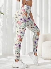 SHEIN Sovereign Charm Floral Print Sports Leggings Yoga Women Pants