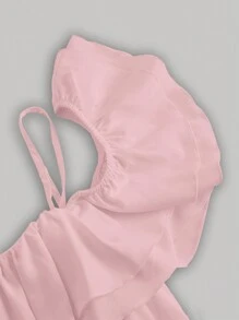 SHEIN MOD Đầm mùa hè thường ngày có cổ xếp nếp cỡ lớn - Hồng - Xem 3