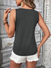 SHEIN LUNE Women's Button Design Casual And Versatile Spring/Summer Tank Top