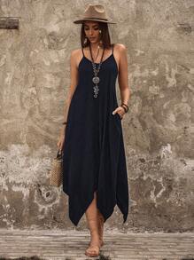 Breezaya Robe Décontractée Débardeur En Vrac Pour Les Vacances Et Les Voyages Pour Femme, Couleur Unie