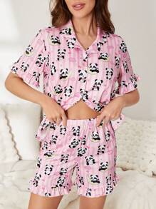 In gấu trúc Thoải mái Bộ đồ ngủ - Hồng - Xem 4