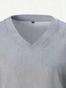 V-Neck Short Sleeve Pocket Top And Long Pants Scrub Uniform Set - Grey - View 3