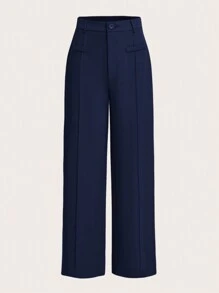 SHEIN MOD Women's Solid Color Seam Front Straight Pants
