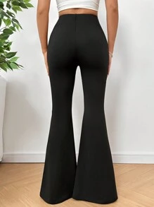 SHEIN EZwear Pantalones Acampanados De Color Sólido Para Mujeres Con Aberturas Laterales
