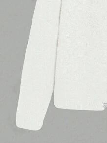 SHEIN Unity Của phụ nữ Màu thuần Không đối xứng Nút Giải trí Áo len Mở - trắng - Xem 4