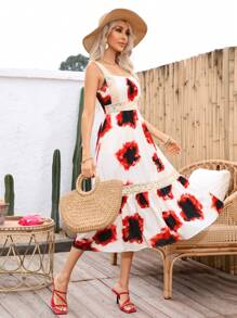 GENKIRA Women's Random Printed Sleeveless Fashion Dress - Multicolor - View 3