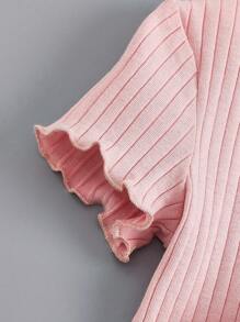 SHEIN Tween Girl 3 cái/bộ Áo thun ngắn tay cổ tròn màu trơn thông thường thoải mái - Màu tím hoa cà - Xem 3