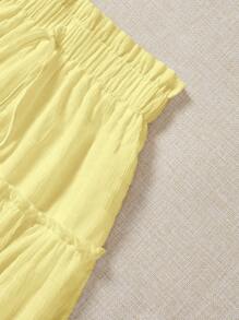 Soleia Casual Summer Skirt With Tie, Ruffle Trim And Decorative Details