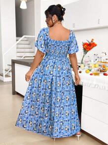 Celure 加大码度假风格高侧开衩长款碎花连衣裙女装 - 彩色 - 查看 2