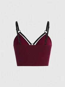 ROMWE PUNK Top camisero con aros enlazados y ribete de contraste, escolar