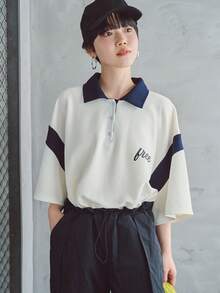 FRIFUL 悠閒字母印花polo領女士t恤 - 米色 - 查看 11