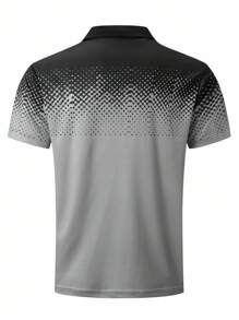 Herren Lässig Poloshirt mit Farbverlauf-Muster und Fake-Tasche, Sommer