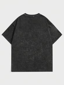 ROMWE MEN Street Life Guys Slogan & Figure Graphic Tee - Black - View 2