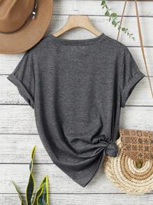 INAWLY Áo thun ngắn tay in họa tiết hình con vịt hoạt hình có khẩu hiệu, cổ tròn Hôm nay tôi là một con ngỗng nghiêm túc - Màu xám đen - Xem 2