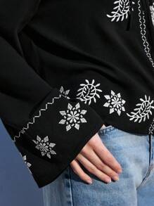 Maija 女式花卉印花宽领长袖衬衫（配腰带）春夏季