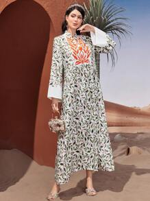 Al Najma 花卉印花鈴袖休閒連衣裙 - 黃色 - 查看 3