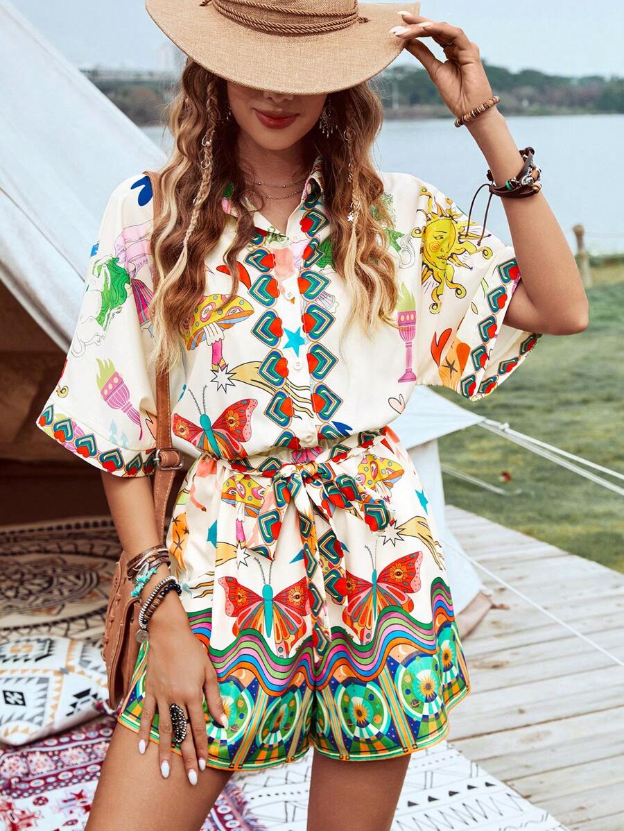 SHEIN VCAY Women Music Festival Jumpsuits - Multicolor - View 1