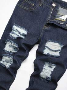 Teen Boy Fashion Ripped Jeans - Dark Wash - View 4