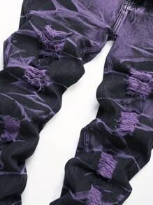 Teen Boy Fashionable Stylish Ripped Jeans With Flower Detail - Multicolor - View 5