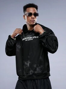 Manfinity VCAY Men's Knitted Long Sleeve Hoodie With Letter Printed, For Fall Winter - Black - View 3