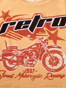 SHEIN Explorewe 青少女短袖印花上衣加實色貨物褲2件套裝，春夏季