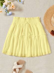 Soleia Casual Summer Skirt With Tie, Ruffle Trim And Decorative Details