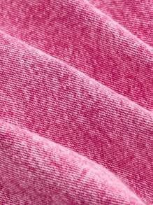 SHEIN MOD 大尺碼女士甜美粉色牛仔褲,帶有愛心形狀口袋,適用於休閒場合 - 粉色 - 查看 4