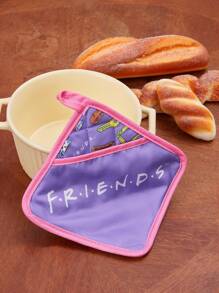 FRIENDS X SHEIN Maldives & Trilu Chip Print Heat Resistant Kitchen Baking Accessories, Choose From Gloves Or Pot Holders, Oven-Friendly, Thick Pad Insulation - Purple - View 2